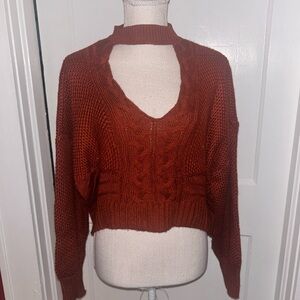 Rust Cable Knit Sweater great neckline size small